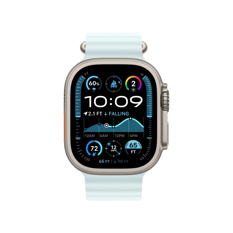 Apple Watch Ultra 2 GPS + Cellular, 49 мм, корпус из бежевого титана, ремешок Ocean цвета «ледяной синий» Apple Watch Ultra 2 GPS + Cellular, 49 мм, корпус из бежевого титана, ремешок Ocean цвета «ледяной синий»