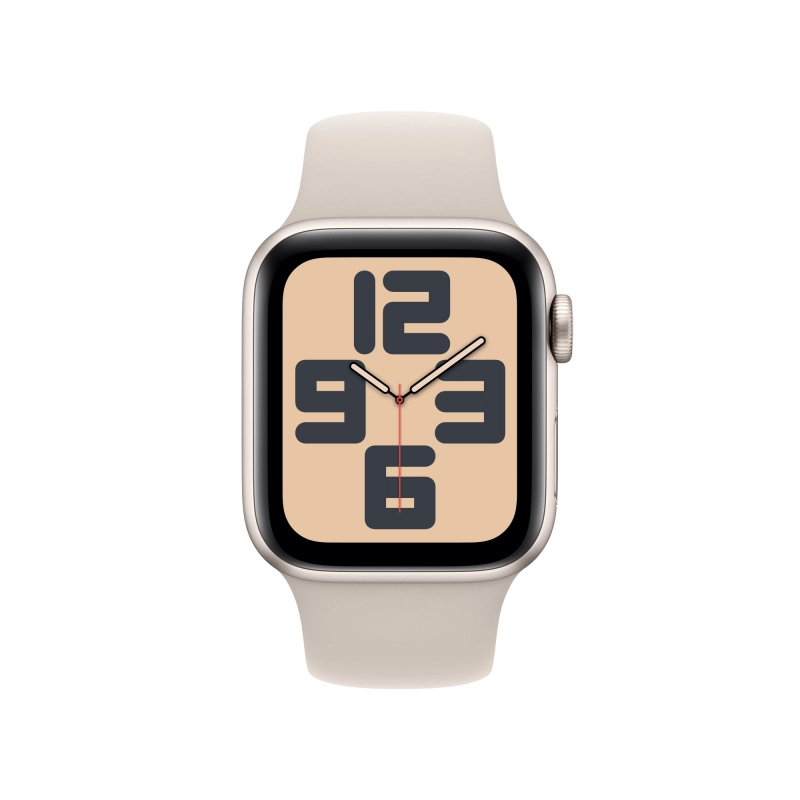 Apple Watch SE 2024, 40 мм, корпус из алюминия цвета «Сияющая звезда», спортивный ремешок, размер S/M