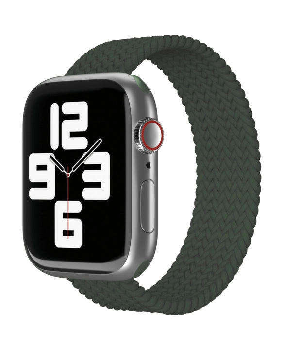 Фото Ремешок нейлоновый плетёный VLP для Apple Watch 38/40/41, L/XL, тёмно-зелёный