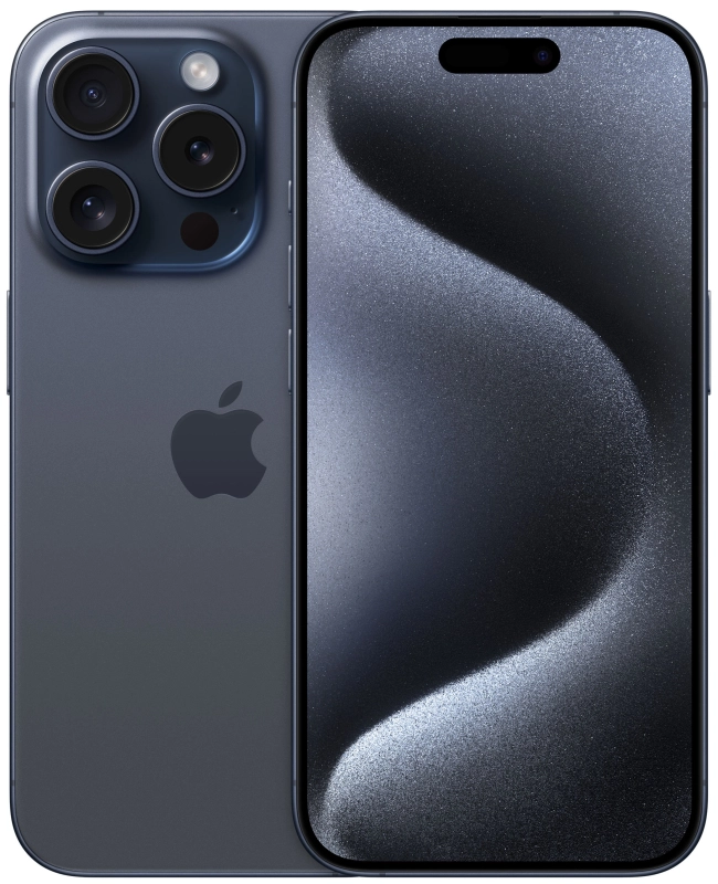Фото Apple iPhone 15 Pro, 128 ГБ, Титановый синий На фото изображено Apple iPhone 15 Pro, 128 ГБ, Титановый синий