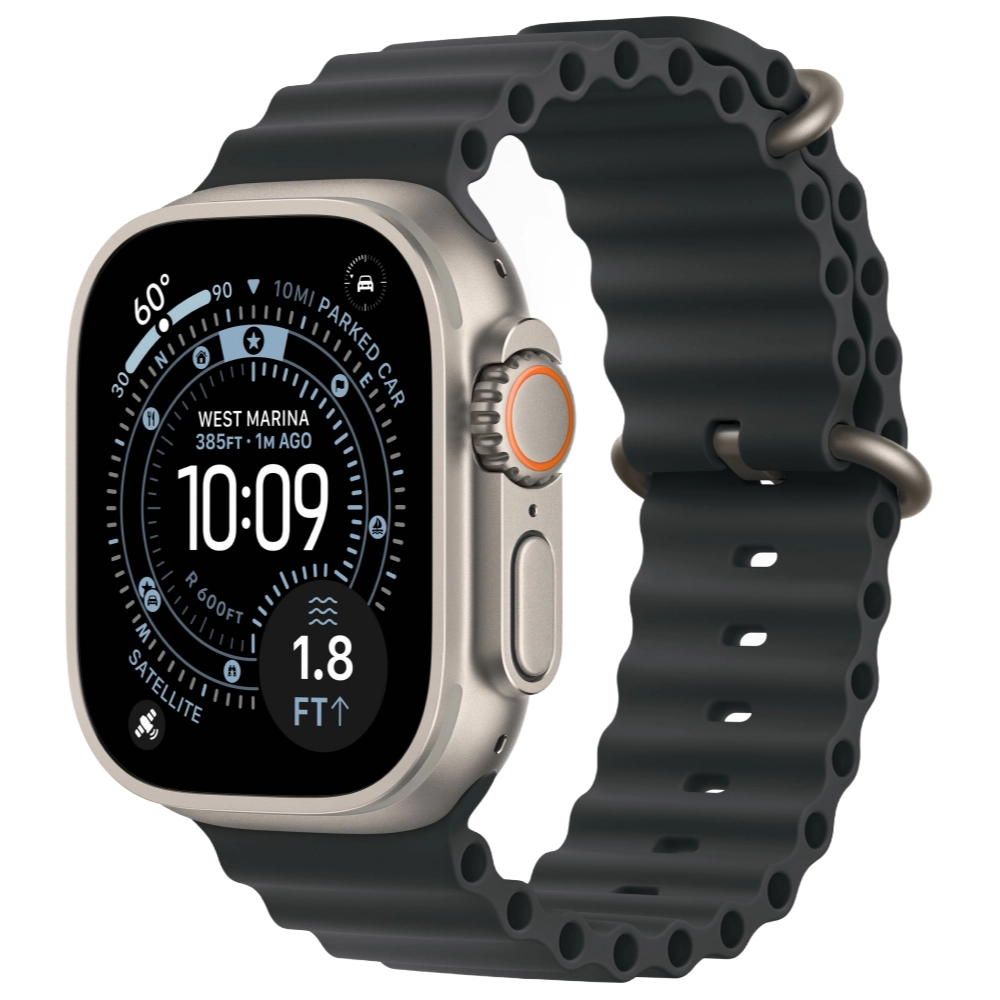 Фото Apple Watch Ultra 3 GPS + Cellular, 49 мм, корпус из натурального титана, ремешок Ocean Band, цвет чёрный