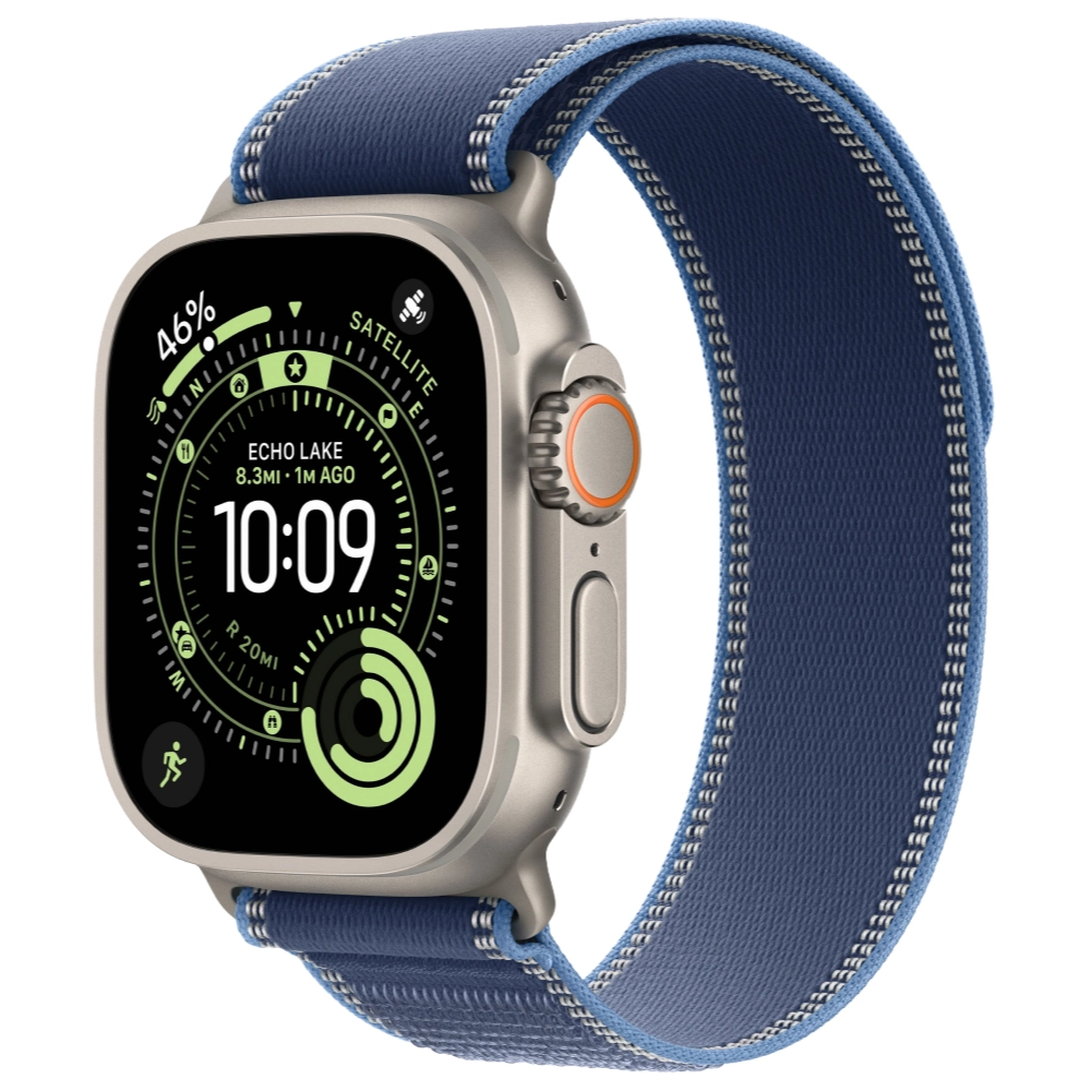 Фото Apple Watch Ultra 3 GPS + Cellular, 49 мм, корпус из натурального титана, ремешок Trail, цвет синий, S/M Фото Apple Watch Ultra 3 GPS + Cellular, 49 мм, корпус из натурального титана, ремешок Trail, цвет синий, S/M