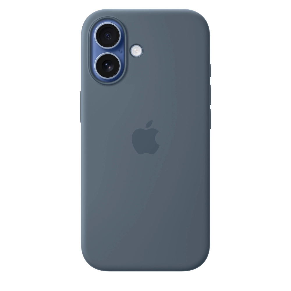 На фото изображено Чехол защитный Apple Silicone Case with MagSafe для iPhone 17, синий