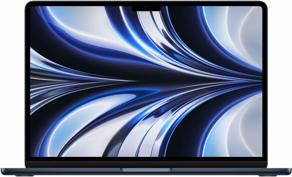 На фото изображено Apple MacBook Air 13” (M2, 8C / 8C, 2022), 16 ГБ, 256 ГБ SSD, Полуночный черный