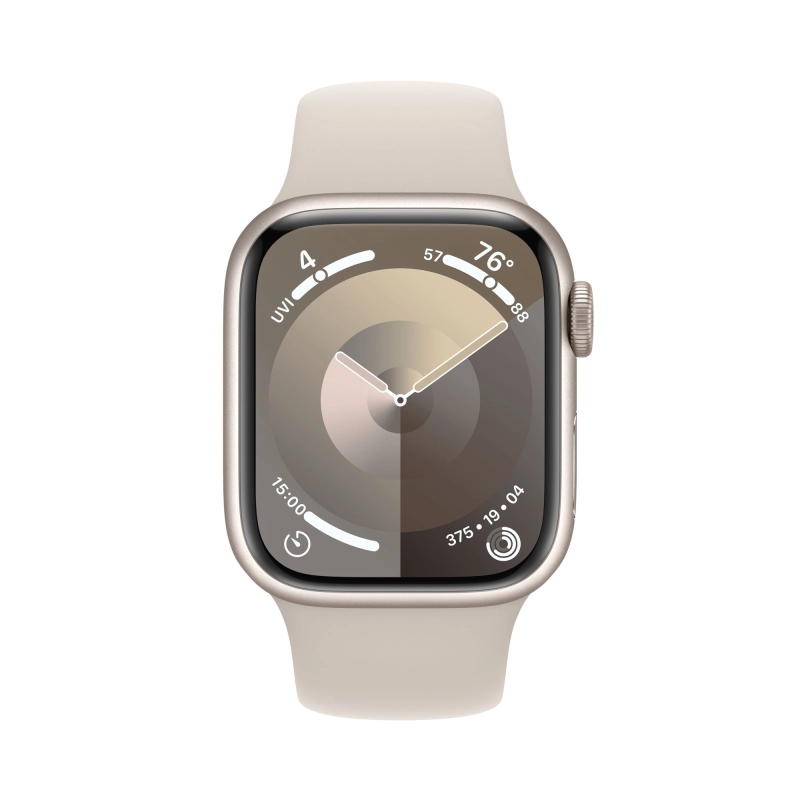 Apple Watch Series 9, 41 мм, корпус из алюминия цвета «Сияющая звезда», спортивный ремешок, размер S/M