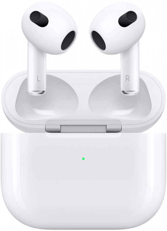 На фото изображено Наушники Apple AirPods (3-его поколения, 2022) Lightning with MagSafe, белые