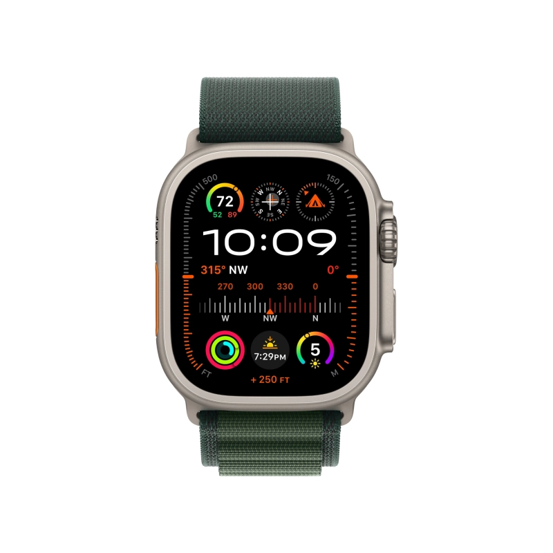Apple Watch Ultra 2 GPS + Cellular, 49 мм, корпус из бежевого титана, ремешок Alpine зелёного цвета, размер L Apple Watch Ultra 2 GPS + Cellular, 49 мм, корпус из бежевого титана, ремешок Alpine зелёного цвета, размер L