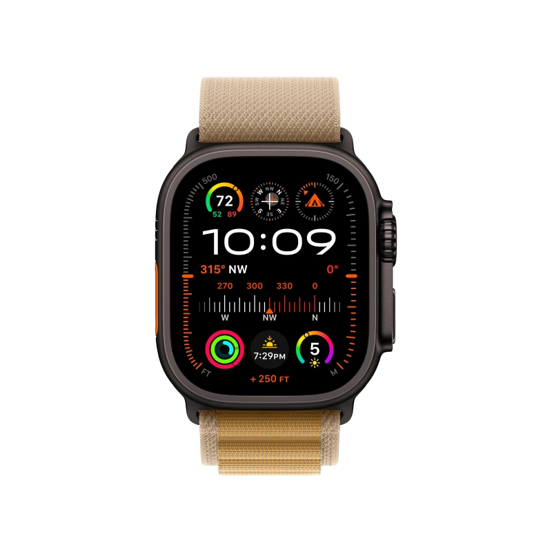 Apple Watch Ultra 2 GPS + Cellular, 49 мм, корпус из черного титана, ремешок Alpine цвета «загар», размер L Apple Watch Ultra 2 GPS + Cellular, 49 мм, корпус из черного титана, ремешок Alpine цвета «загар», размер L