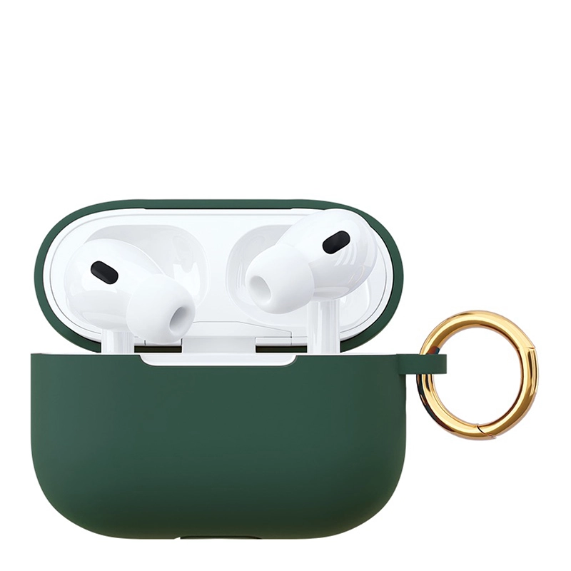 Фото Чехол силиконовый VLP Soft Touch, с кольцом, для AirPods Pro 2, темно-зеленый