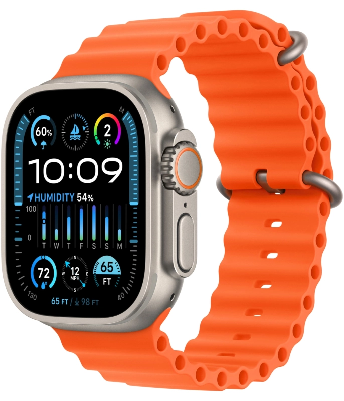 Фото Apple Watch Ultra 2 GPS + Cellular, 49 мм, корпус из титана, ремешок Ocean цвет Оранжевый Фото Apple Watch Ultra 2 GPS + Cellular, 49 мм, корпус из титана, ремешок Ocean цвет Оранжевый