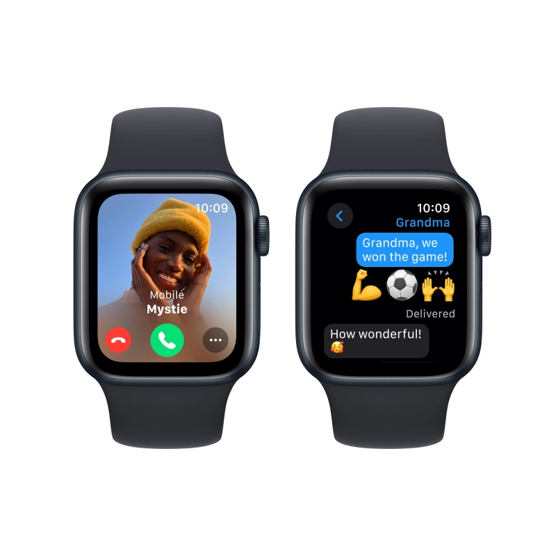 Apple Watch SE 2024, 40 мм, корпус из алюминия цвета «Тёмная ночь», спортивный ремешок, размер S/M