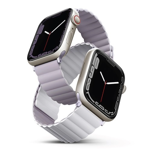Фото Ремешок силиконовый двусторонний Uniq для Apple Watch (44,45,46,49 мм), лавандовый-белый Фото Ремешок силиконовый двусторонний Uniq для Apple Watch (44,45,46,49 мм), лавандовый-белый