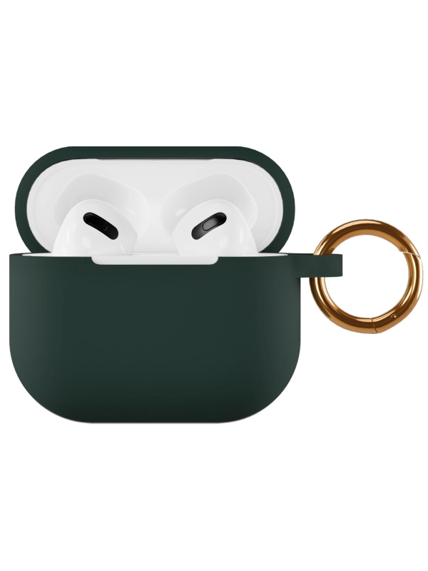 Фото Чехол силиконовый VLP Soft Touch, с кольцом, для AirPods 3, темно-зеленый