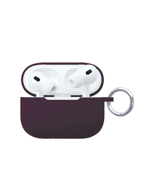 Фото Чехол силиконовый VLP Soft Touch, с кольцом, для AirPods Pro 2, темно-фиолетовый Фото Чехол силиконовый VLP Soft Touch, с кольцом, для AirPods Pro 2, темно-фиолетовый