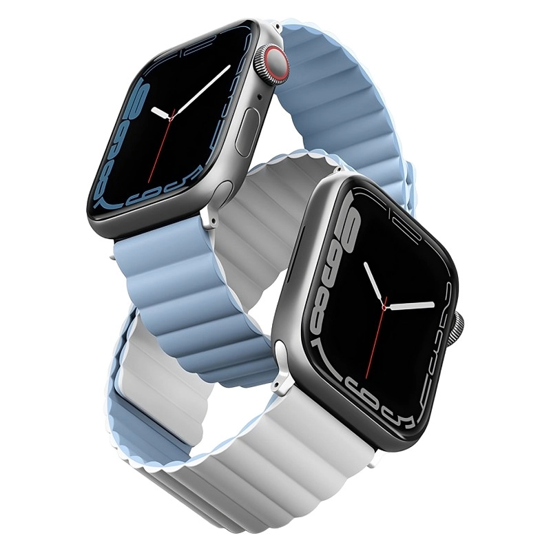 Фото Ремешок силиконовый двусторонний Uniq для Apple Watch (40,41,42 мм), белый-голубой Фото Ремешок силиконовый двусторонний Uniq для Apple Watch (40,41,42 мм), белый-голубой