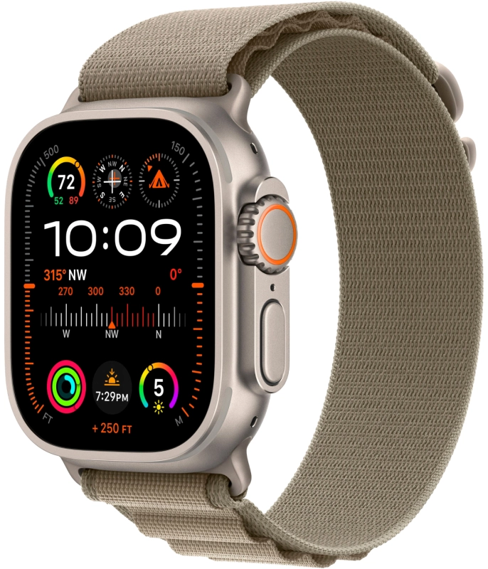 Фото Apple Watch Ultra 2 GPS + Cellular, 49 мм, корпус из титана, ремешок Alpine цвет оливковый, L Фото Apple Watch Ultra 2 GPS + Cellular, 49 мм, корпус из титана, ремешок Alpine цвет оливковый, L