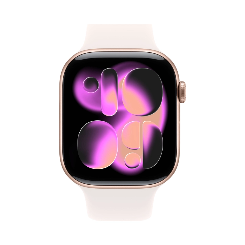 Apple Watch Series 11, 46 мм, корпус из алюминия цвета «Розовое золото», спортивный ремешок, размер S/M