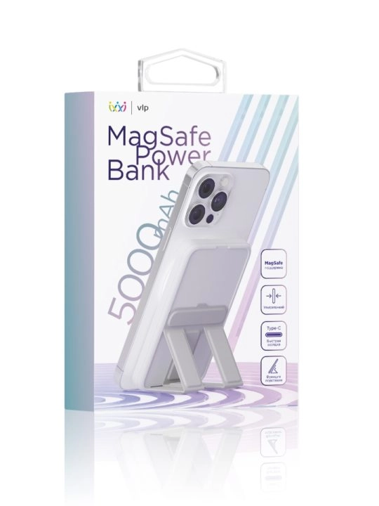 Аккумулятор внешний VLP Magsafe PowerBank 5000 mAh, 3A, USB-C, белый Аккумулятор внешний VLP Magsafe PowerBank 5000 mAh, 3A, USB-C, белый
