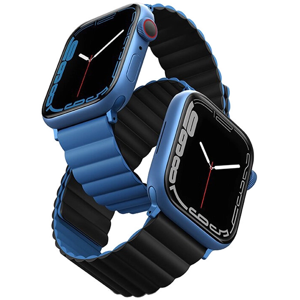 Фото Ремешок силиконовый двусторонний Uniq для Apple Watch (40,41,42 мм), чёрный-синий Фото Ремешок силиконовый двусторонний Uniq для Apple Watch (40,41,42 мм), чёрный-синий