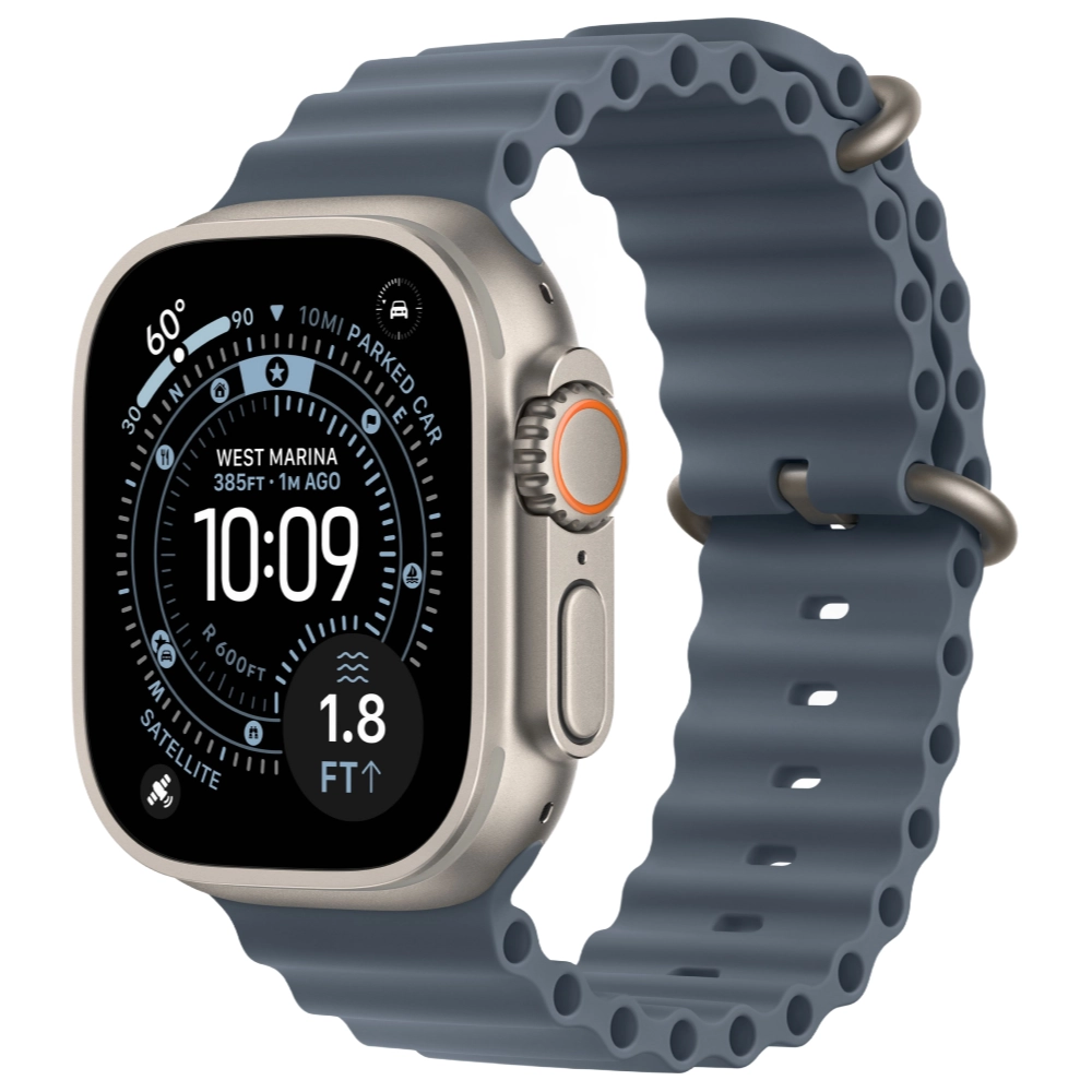 Фото Apple Watch Ultra 3 GPS + Cellular, 49 мм, корпус из натурального титана, ремешок Ocean Band, цвет синий Фото Apple Watch Ultra 3 GPS + Cellular, 49 мм, корпус из натурального титана, ремешок Ocean Band, цвет синий