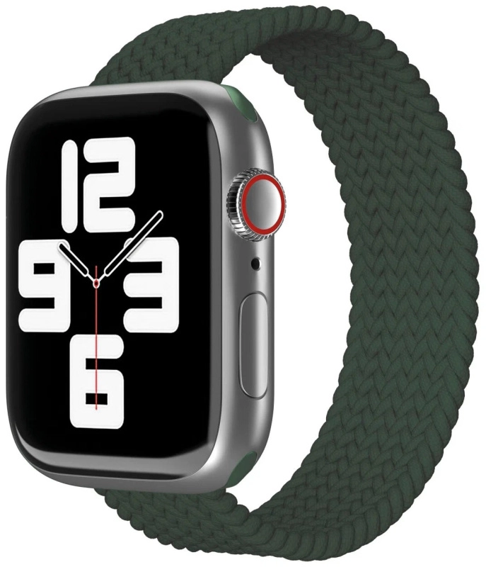Фото Ремешок нейлоновый плетёный VLP для Apple Watch 38/40/41, S/M, тёмно-зелёный