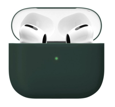 Фото Чехол силиконовый VLP Soft Touch для AirPods 3, темно-зеленый Фото Чехол силиконовый VLP Soft Touch для AirPods 3, темно-зеленый