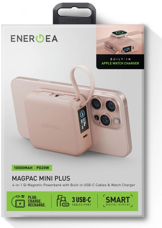 Внешний аккумулятор Energea MagPac Mini Plus 10000 mAh, розовый Внешний аккумулятор Energea MagPac Mini Plus 10000 mAh, розовый