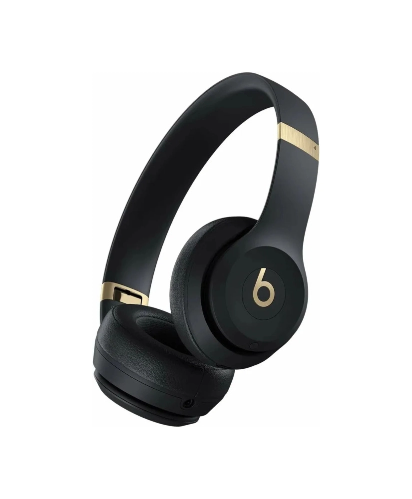 На фото изображено Беспроводные наушники Beats Solo 4, Чёрный/золотой