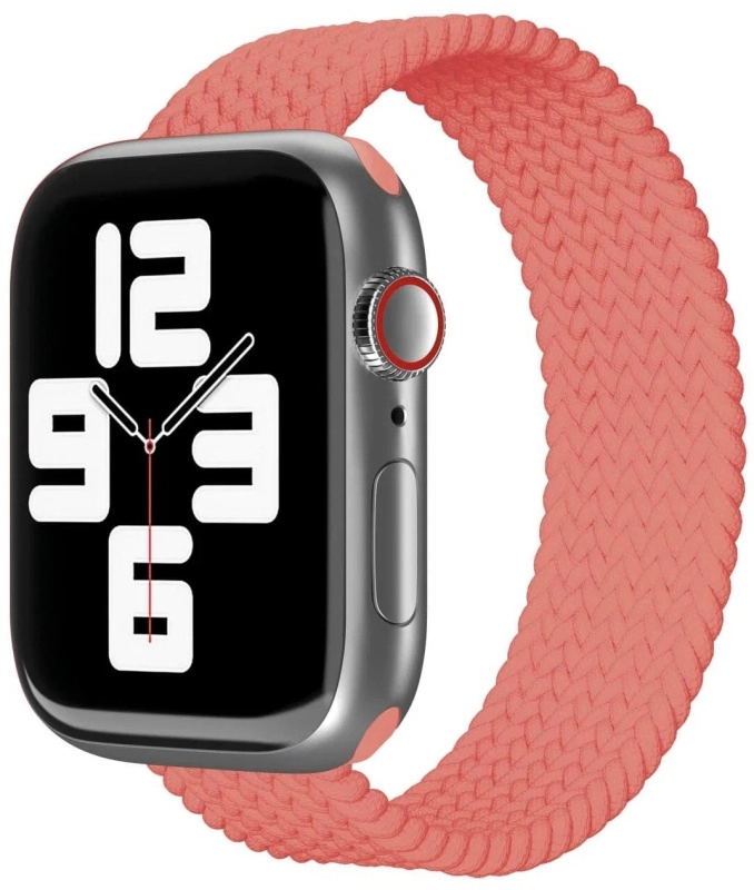 Фото Ремешок нейлоновый плетёный VLP для Apple Watch 42/44/45, L/XL, коралловый