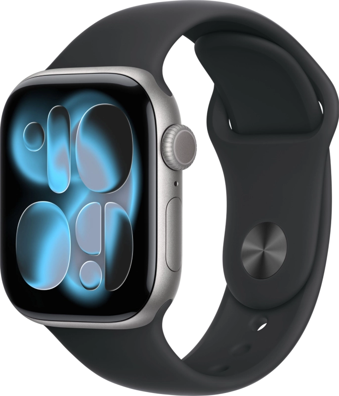 Фото Apple Watch Series 11, 42 мм, корпус из алюминия цвета «Серый космос», спортивный ремешок, размер M/L