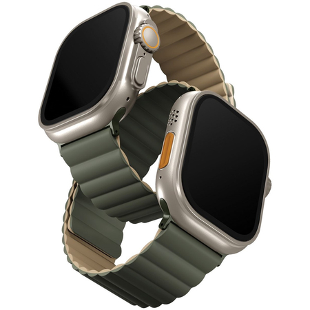 Фото Ремешок силиконовый двусторонний Uniq для Apple Watch (44,45,46,49 мм), зеленый-бежевый